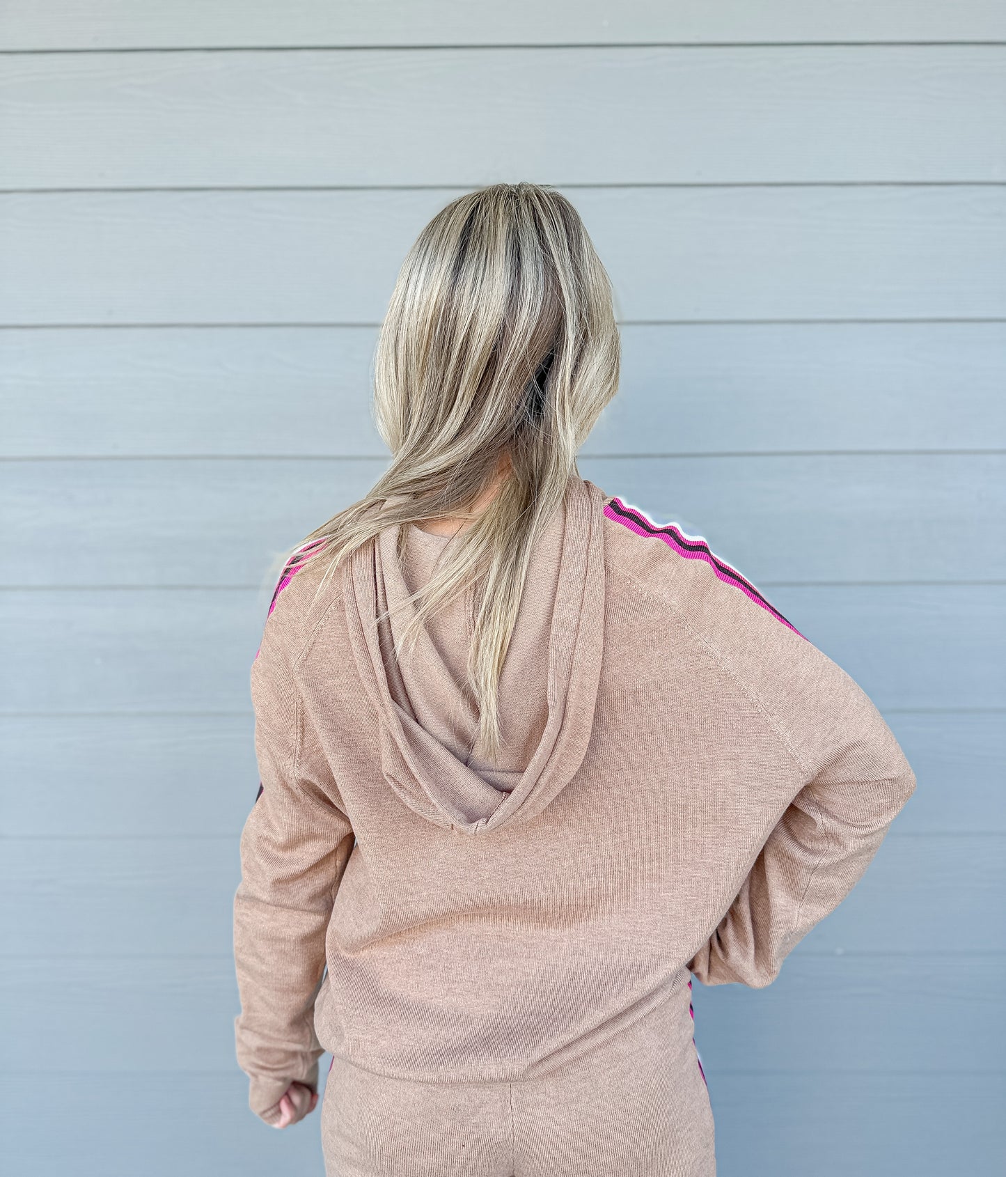 Contrast Stripe Hooded Sweater
