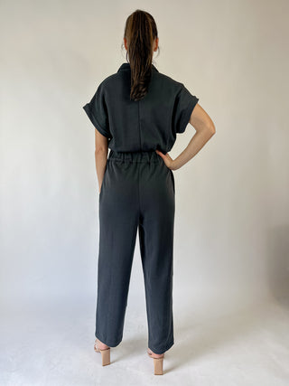 Poppy Jumpsuit - Black French Terry