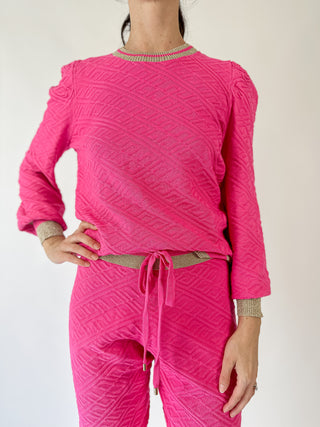 Julia Sweater - Rose Monogram Knit