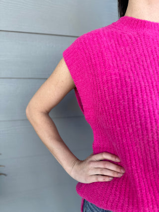 Kameron Sleeveless Crewneck Sweater - Fuchsia