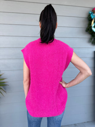 Kameron Sleeveless Crewneck Sweater - Fuchsia