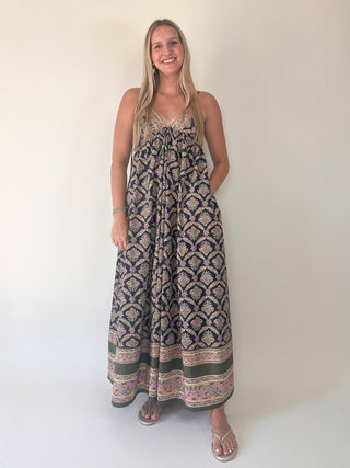 Sorrento Stroll Maxi Dress-Blueberry Combo
