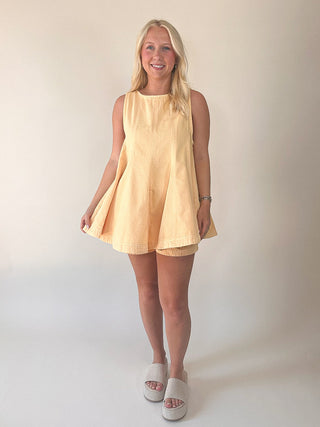 Cassius Denim Short Set - Apricot Gelato