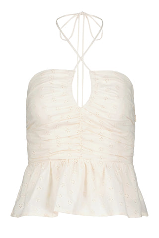 Aeries Halter Top - Ivory Eyelet