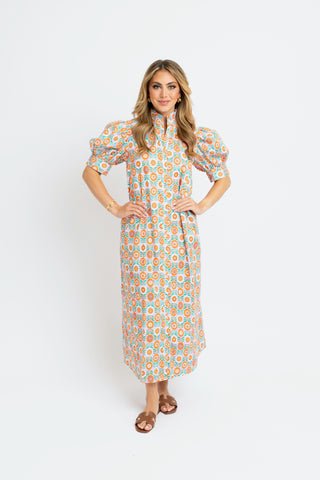 Floral Ruffle Maxi Shirt Dress