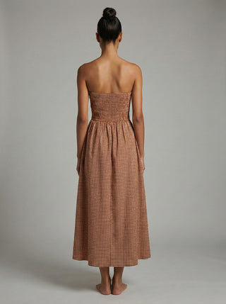 Terracotta Check Maxi Dress