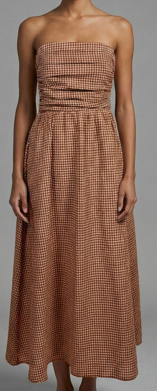Terracotta Check Maxi Dress