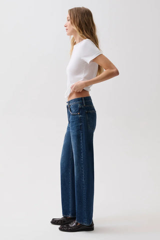 Lexi Mid Rise Bowed Straight Jean - Moonwave