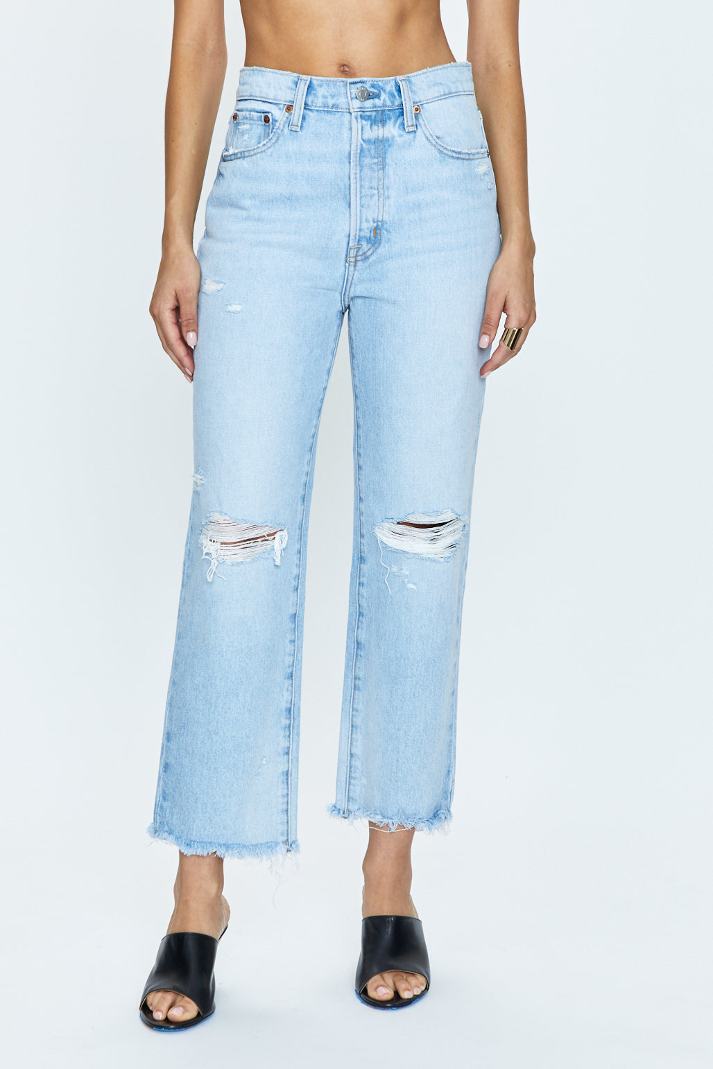 Cassie Crop Super High Rise Straight Crop - Daytrip Distressed