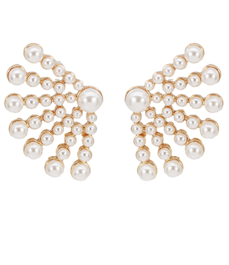 Jeweled Fan Shape Earrings