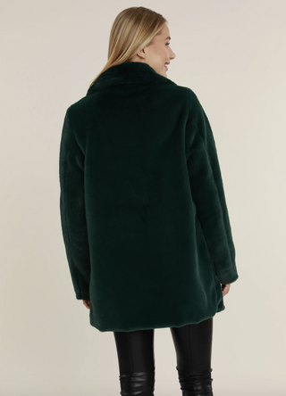 Mid Length Faux Fur Coat - Emerald Green