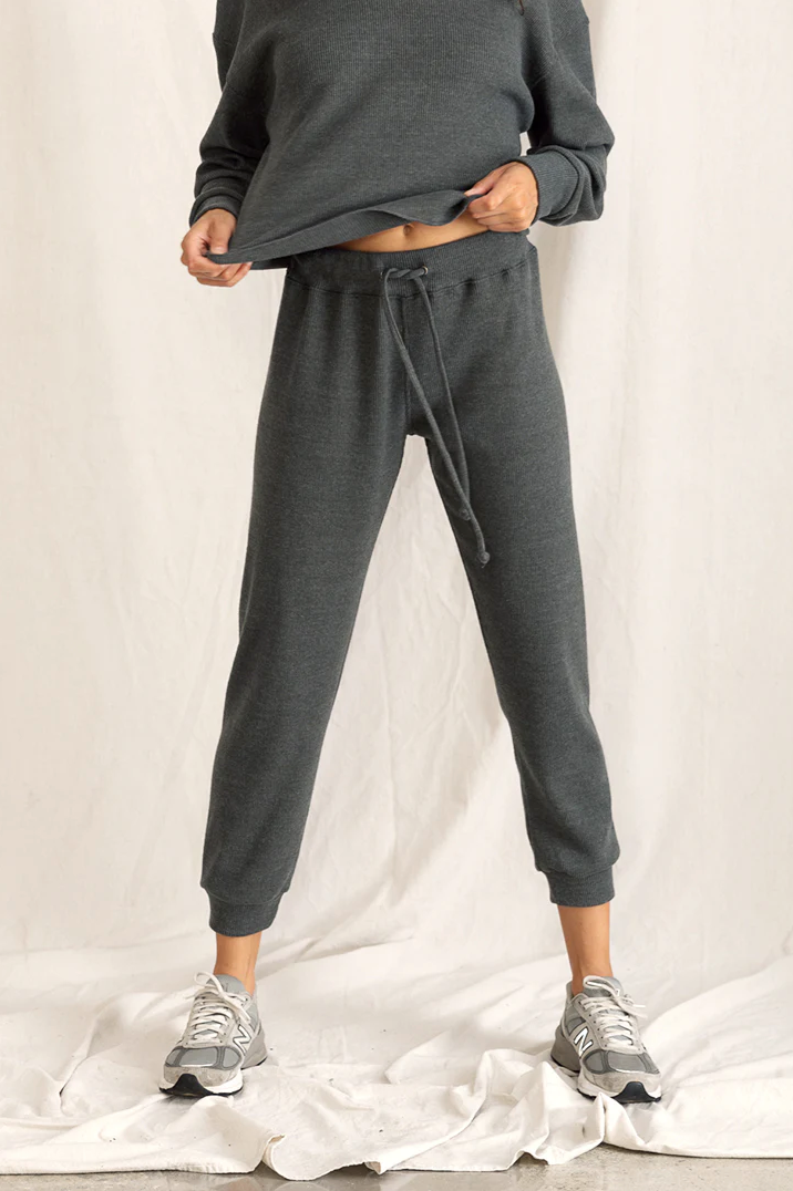 Brooke Cozy Ribbed Joggers - Charcoal