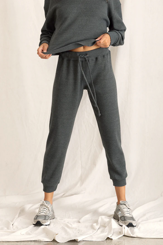 Brooke Cozy Ribbed Joggers - Charcoal