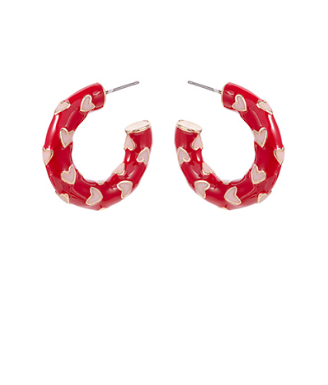 Red & Pink Two Tone Heart Earrings