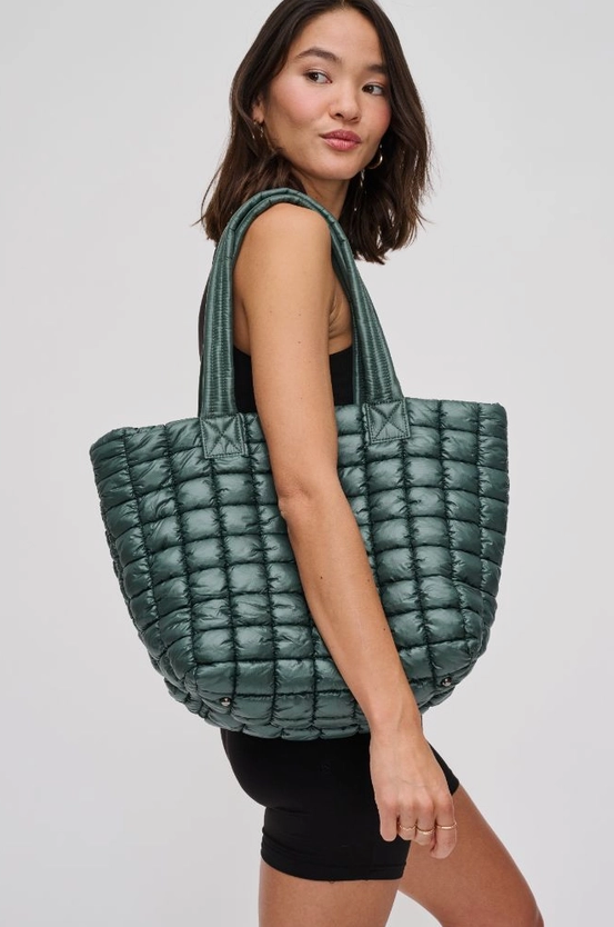 Breakaway Quilted Puffer Tote - Hunter Green