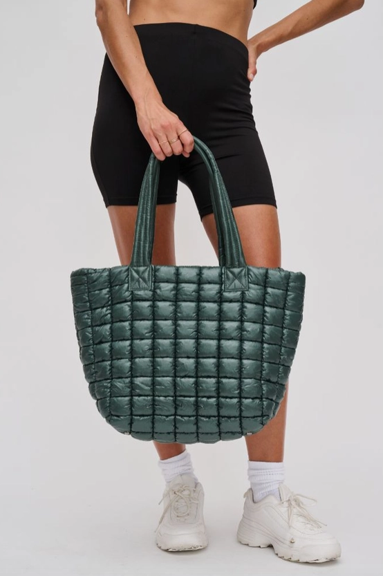 Breakaway Quilted Puffer Tote - Hunter Green