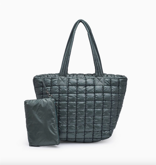 Breakaway Quilted Puffer Tote - Hunter Green