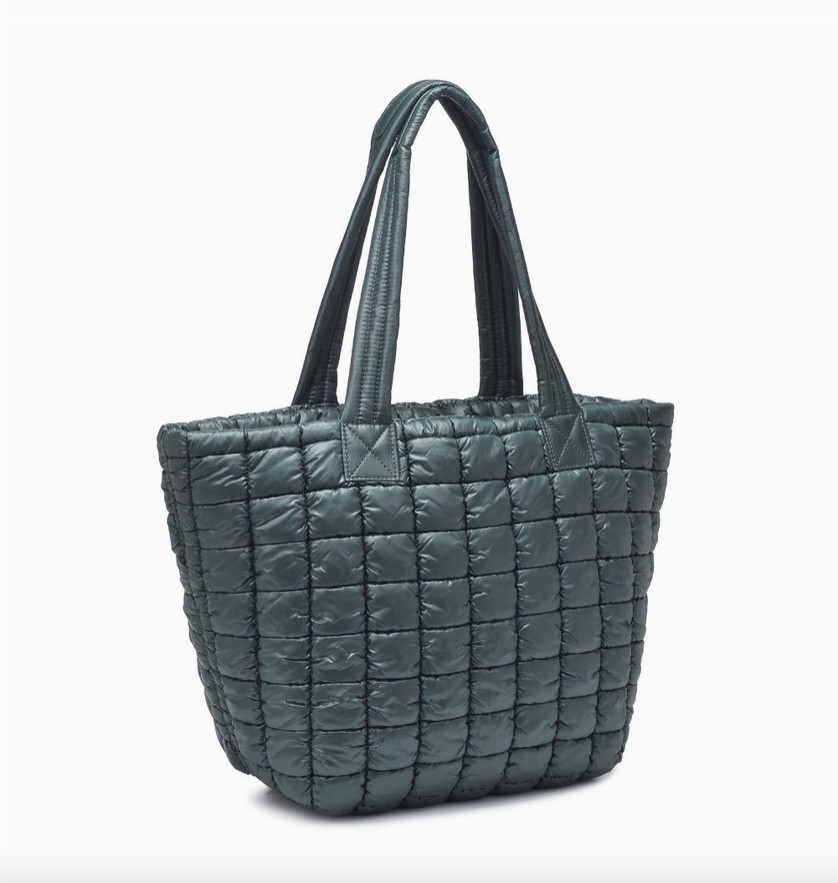 Breakaway Quilted Puffer Tote - Hunter Green