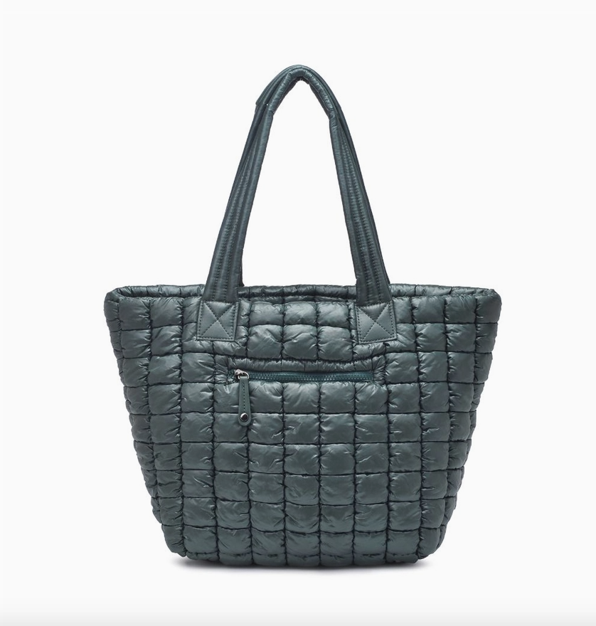 Breakaway Quilted Puffer Tote - Hunter Green