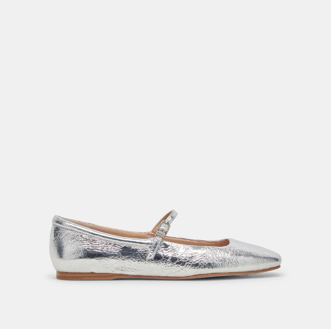 Reyes Ballet Flats - Distressed Silver