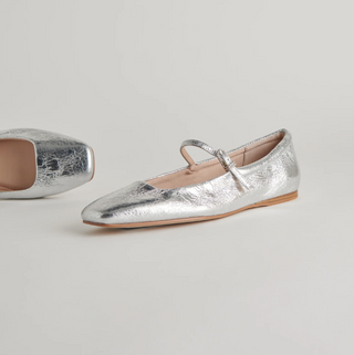 Reyes Ballet Flats - Distressed Silver