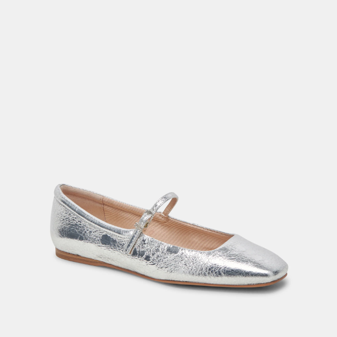 Reyes Ballet Flats - Distressed Silver