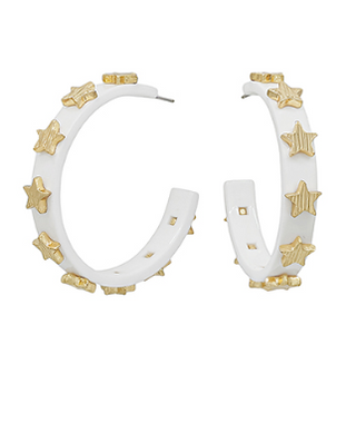 Metal Star Hoops - White