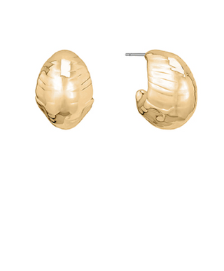 Gold Puffy Crescent Hoops