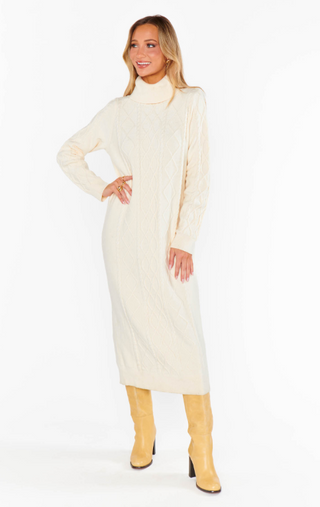 Montreal Midi Dress - Cream Cable Knit