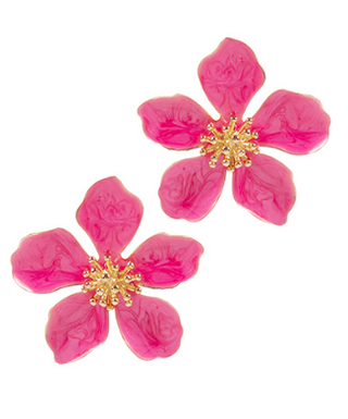 Pearlized Flower Statement Earrings