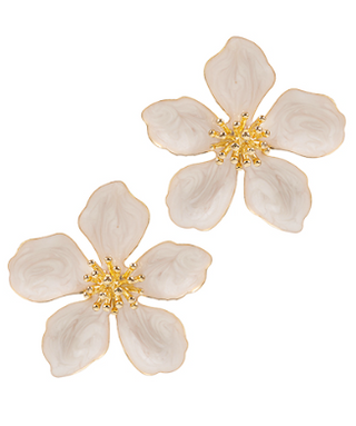 Pearlized Flower Statement Earrings