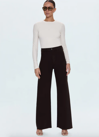 Penny Crop High Rise Wide Leg Denim - Mocha