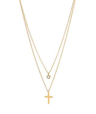 Cross & Crystal Pendent Necklace
