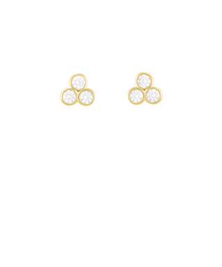 CZ Triple Cluster Studs - Gold