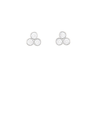 CZ Triple Cluster Studs - Silver