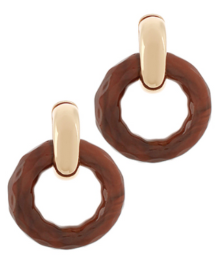 Door Knocker Acrylic Earrings - Brown