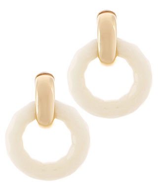 Door Knocker Acrylic Earrings - Ivory