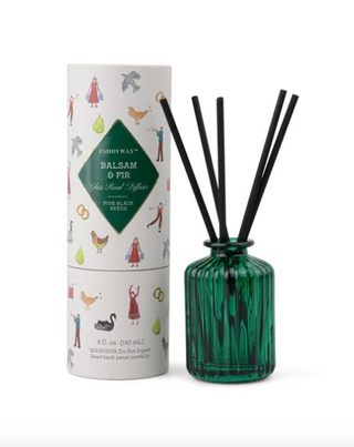 Green Ribbed Glass Holiday Diffuser - Balsam And Fir