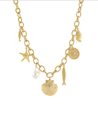 Pearl & Sealife Charm Necklace