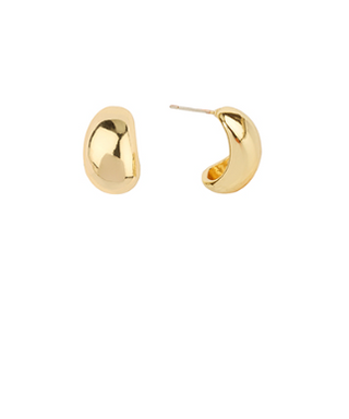 Gold Puffy Oval Hoops