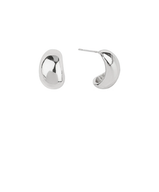 Silver Puffy Oval Hoops
