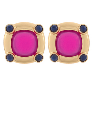 Fuchsia Square Earrings