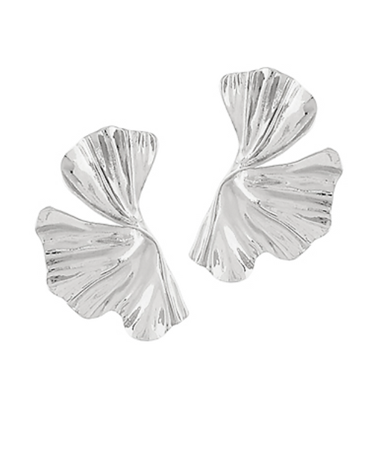 Silver Textured Leaf Earrings