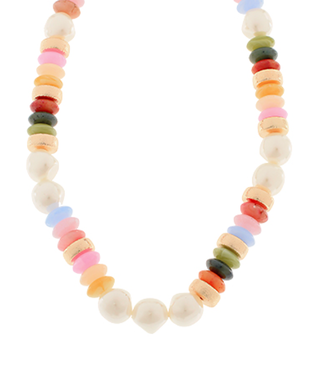 Pearl Beaded Stone Necklace