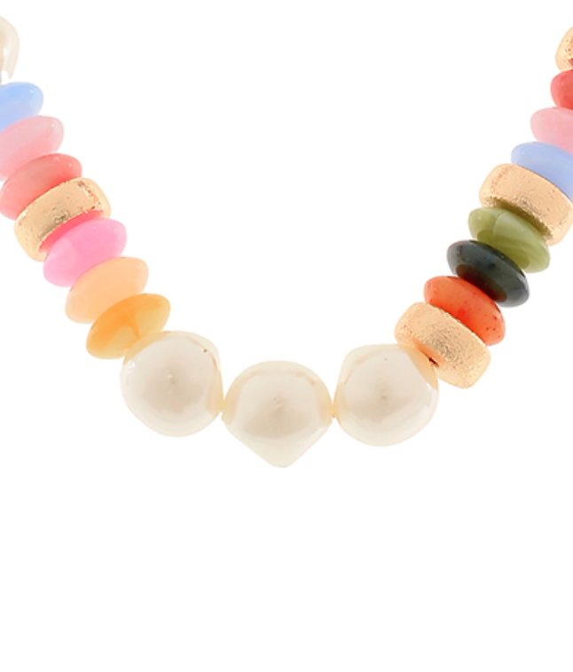 Pearl Beaded Stone Necklace