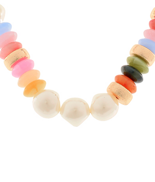 Pearl Beaded Stone Necklace