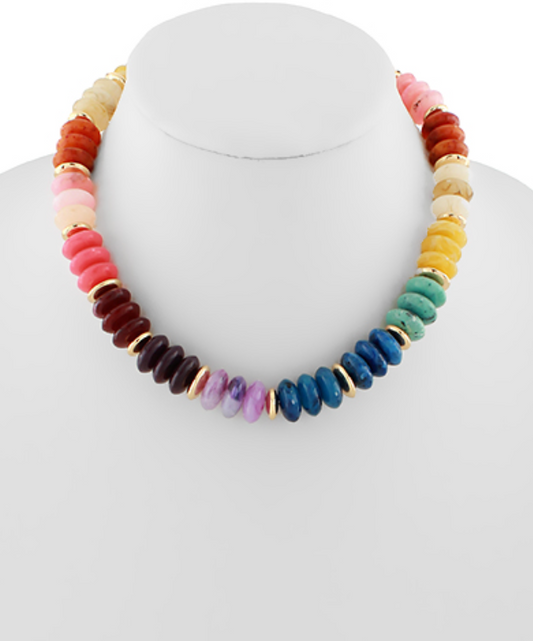 Marbled Beaded Stone Necklace