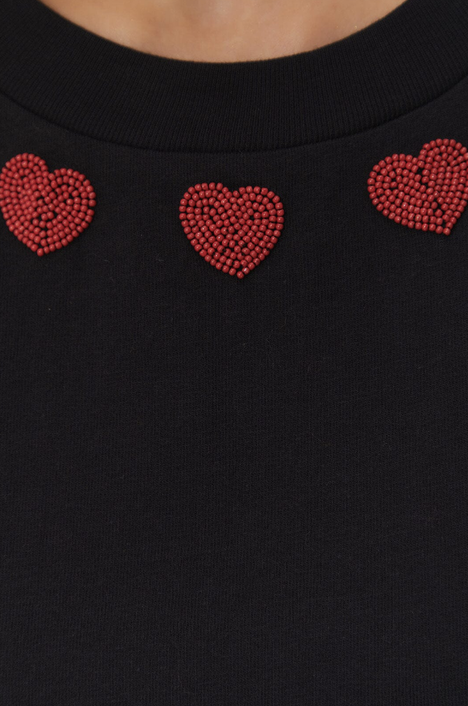 Black Beaded Hearts T-Shirt