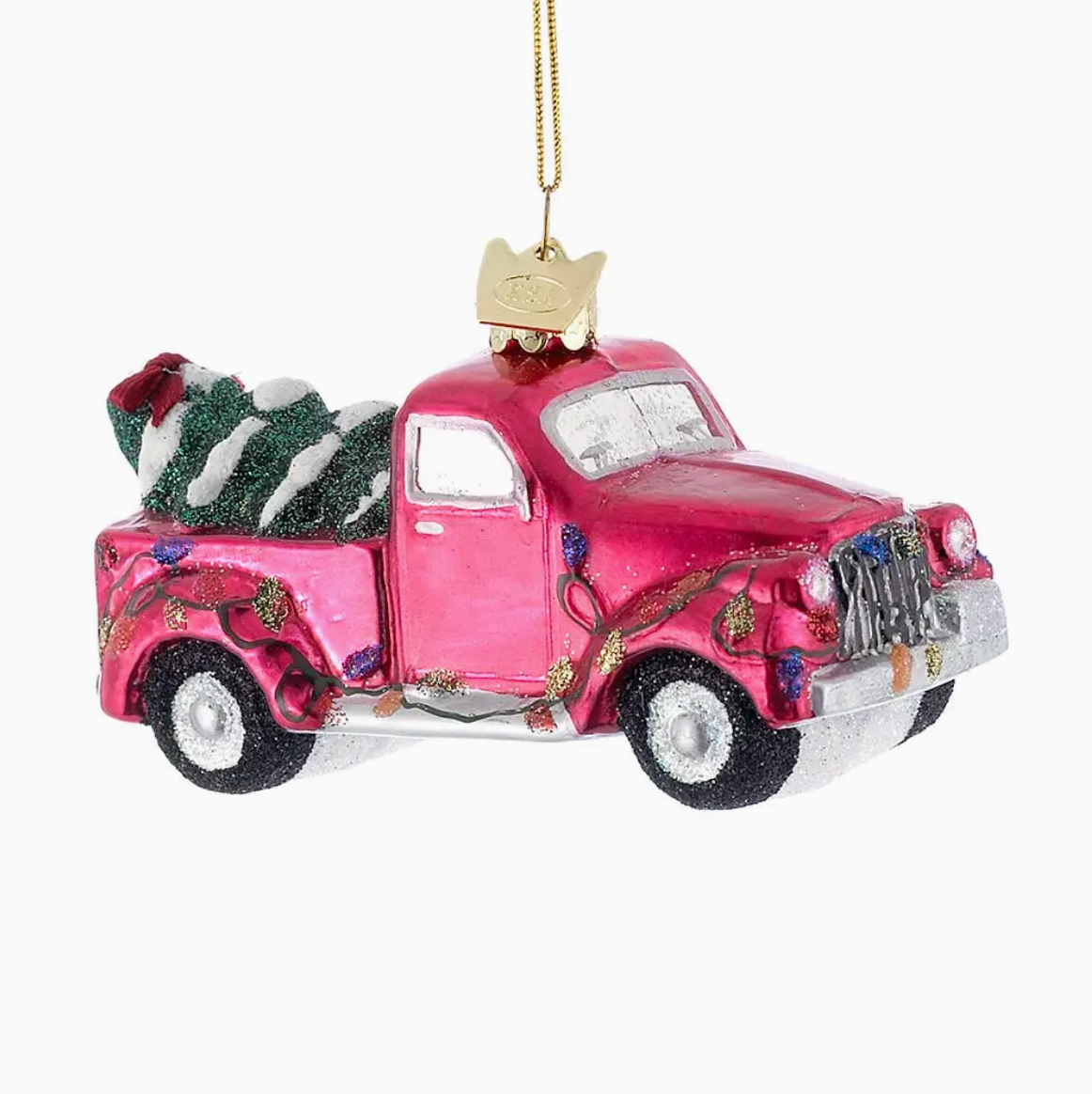 Red Christmas Tree Truck Ornament