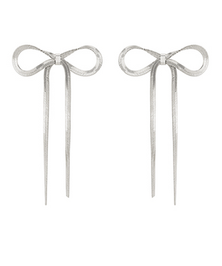 Silver Chain Bow Earrings